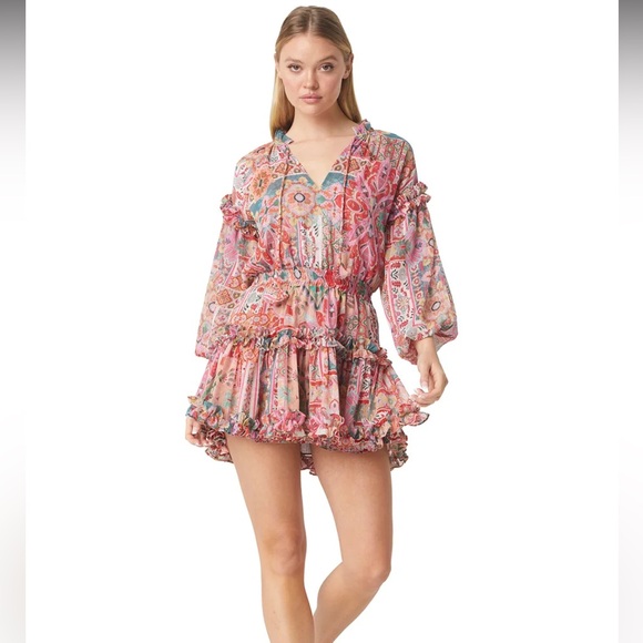 NWT  MISA Los Angeles Elena Dress In Palazzo Tile - Picture 4 of 7